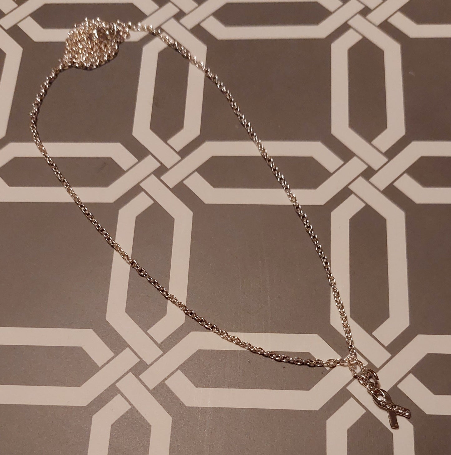 Silver Cancer Awareness Necklace