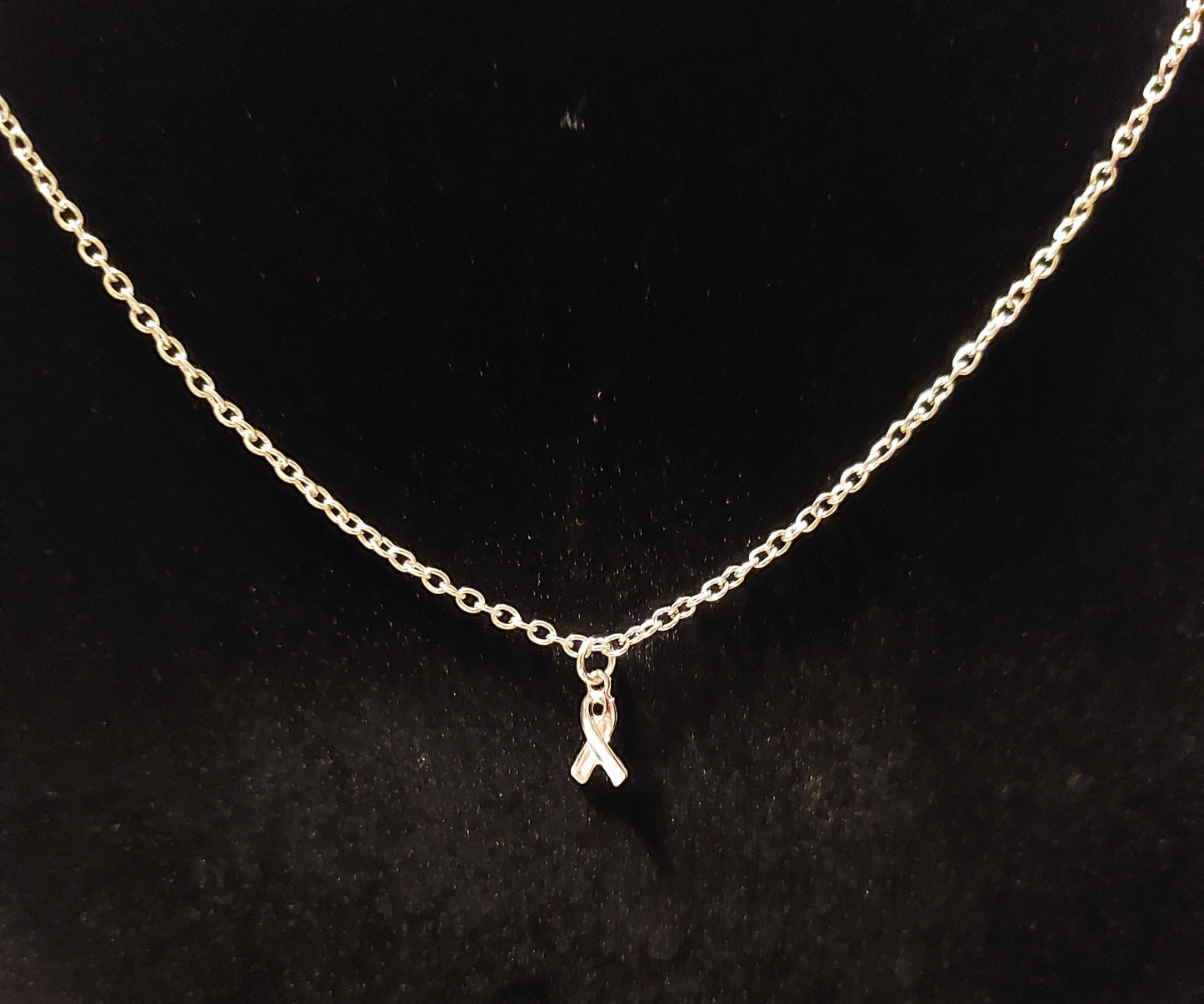 Silver Cancer Awareness Necklace